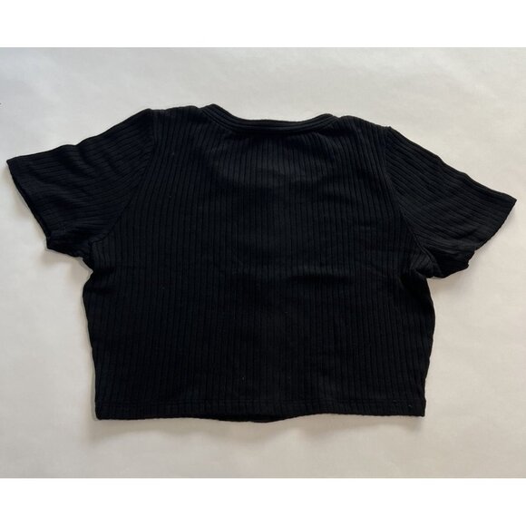 Reformation Jeans Button Front Crop Top in Black - Picture 2 of 3